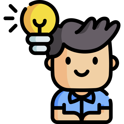 kid thinking with light bulb on